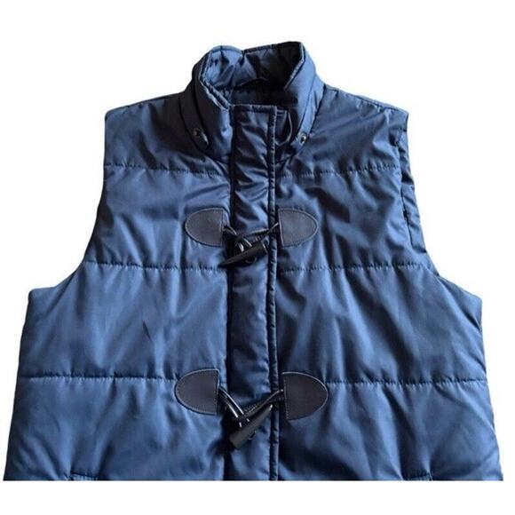 Bagatelle Quilted Vest Navy Toggles Size Small Zip Snap Button Cabin Lodge Fall - Picture 3 of 9
